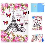 For iPad Pro 11 2020 Sewing Thread TPU Left and Right Flat Leather Tablet Case with Sleep Function & Card Slot & Buckle Anti-skid Strip and Pen Cover(Flower Tower)