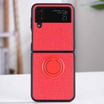 For Samsung Galaxy Z Flip4 Cloth Texture TPU Phone Case with Ring Holder(Red)