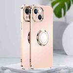 For iPhone 14 Electroplated Frosted Ring Phone Case (Light Pink)