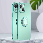 For iPhone 14 Plus Electroplated Frosted Ring Phone Case (Light Green)