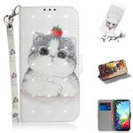 For LG K40S 3D Formula Pattern Magnetic Attraction Horizontal Flip Leather Case with Lanyard, Support Holder & Card Slot & Wallet(Cute Cat)