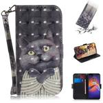 For Motorola Moto E6 Play 3D Formula Pattern Magnetic Attraction Horizontal Flip Leather Case with Lanyard, Support Holder & Card Slot & Wallet(Embrace The Cat)