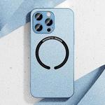 For iPhone 13 Pro Max Leather Electroplated Magsafe Case (Blue)