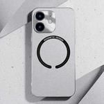 For iPhone 12 mini Leather Electroplated Magsafe Case (Silver Grey)