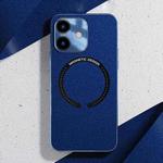 For iPhone 12 mini Leather Electroplated Magsafe Case (Navy Blue)