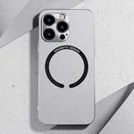 For iPhone 12 Pro Leather Electroplated Magsafe Case(Silver Grey)