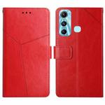 For Infinix Hot 11 HT01 Y-shaped Pattern Flip Leather Phone Case(Red)