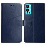 For Infinix Hot 12 HT01 Y-shaped Pattern Flip Leather Phone Case(Blue)
