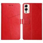For Infinix Hot 12 Play HT01 Y-shaped Pattern Flip Leather Phone Case(Red)