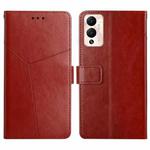 For Infinix Hot 12 Play HT01 Y-shaped Pattern Flip Leather Phone Case(Brown)