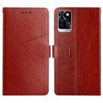 For Infinix Note 10 Pro HT01 Y-shaped Pattern Flip Leather Phone Case(Brown)