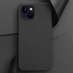 For iPhone 14 Plus Plain Skin Leather Phone Case (Black)