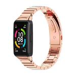 For Huawei Band 6 / Honor Band 6 / 7 Mijobs Bamboo Stainless Steel Metal Watch Band(Rose Gold)