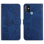 For Infinix Hot 10 HT03 Skin Feel Butterfly Embossed Flip Leather Phone Case(Blue)