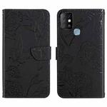 For Infinix Hot 10 HT03 Skin Feel Butterfly Embossed Flip Leather Phone Case(Black)
