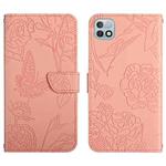 For Infinix Hot 10i/Smart 5 Pro HT03 Skin Feel Butterfly Embossed Flip Leather Phone Case(Pink)