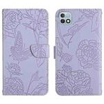 For Infinix Hot 10i/Smart 5 Pro HT03 Skin Feel Butterfly Embossed Flip Leather Phone Case(Purple)