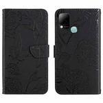 For Infinix Hot 10s/10T HT03 Skin Feel Butterfly Embossed Flip Leather Phone Case(Black)