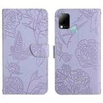 For Infinix Hot 10s/10T HT03 Skin Feel Butterfly Embossed Flip Leather Phone Case(Purple)