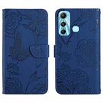 For Infinix Hot 11 HT03 Skin Feel Butterfly Embossed Flip Leather Phone Case(Blue)