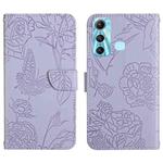 For Infinix Hot 11 HT03 Skin Feel Butterfly Embossed Flip Leather Phone Case(Purple)