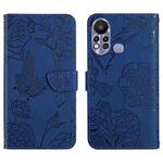 For Infinix Hot 11s HT03 Skin Feel Butterfly Embossed Flip Leather Phone Case(Blue)