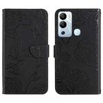 For Infinix Hot 12i HT03 Skin Feel Butterfly Embossed Flip Leather Phone Case(Black)