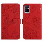 For Infinix Note 10 HT03 Skin Feel Butterfly Embossed Flip Leather Phone Case(Red)
