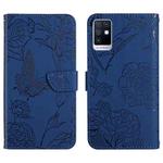 For Infinix Note 10 HT03 Skin Feel Butterfly Embossed Flip Leather Phone Case(Blue)