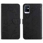 For Infinix Note 10 HT03 Skin Feel Butterfly Embossed Flip Leather Phone Case(Black)