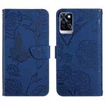 For Infinix Note 10 Pro HT03 Skin Feel Butterfly Embossed Flip Leather Phone Case(Blue)