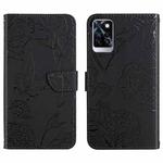 For Infinix Note 10 Pro HT03 Skin Feel Butterfly Embossed Flip Leather Phone Case(Black)