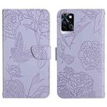 For Infinix Note 10 Pro HT03 Skin Feel Butterfly Embossed Flip Leather Phone Case(Purple)
