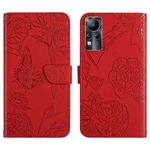 For Infinix Note 11 HT03 Skin Feel Butterfly Embossed Flip Leather Phone Case(Red)
