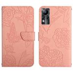 For Infinix Note 11 HT03 Skin Feel Butterfly Embossed Flip Leather Phone Case(Pink)