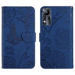 For Infinix Note 11 HT03 Skin Feel Butterfly Embossed Flip Leather Phone Case(Blue)