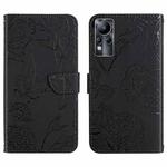 For Infinix Note 11 HT03 Skin Feel Butterfly Embossed Flip Leather Phone Case(Black)