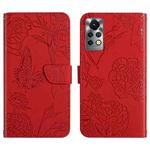 For Infinix Note 11 Pro HT03 Skin Feel Butterfly Embossed Flip Leather Phone Case(Red)