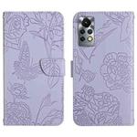 For Infinix Note 11 Pro HT03 Skin Feel Butterfly Embossed Flip Leather Phone Case(Purple)