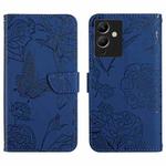 For Infinix Note 12 G96 HT03 Skin Feel Butterfly Embossed Flip Leather Phone Case(Blue)