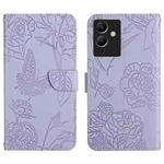 For Infinix Note 12 G96 HT03 Skin Feel Butterfly Embossed Flip Leather Phone Case(Purple)