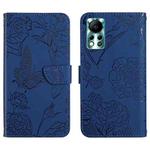 For Infinix Hot 11s NFC HT03 Skin Feel Butterfly Embossed Flip Leather Phone Case(Blue)