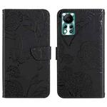 For Infinix Hot 11s NFC HT03 Skin Feel Butterfly Embossed Flip Leather Phone Case(Black)