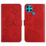 For Infinix Smart 6 HT03 Skin Feel Butterfly Embossed Flip Leather Phone Case(Red)