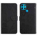 For Infinix Smart 6 HT03 Skin Feel Butterfly Embossed Flip Leather Phone Case(Black)