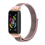 For Huawei Band 6 / Honor Band 6 / 7 Mijobs Breathable Nylon Watch Band(Pink Sand Rose Gold)