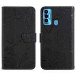 For Tecno Camon 18i HT03 Skin Feel Butterfly Embossed Flip Leather Phone Case(Black)