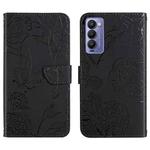 For Tecno Camon 18 P HT03 Skin Feel Butterfly Embossed Flip Leather Phone Case(Black)