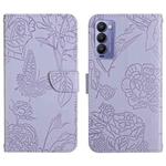 For Tecno Camon 18 P HT03 Skin Feel Butterfly Embossed Flip Leather Phone Case(Purple)