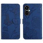 For Tecno Camon 19 4G HT03 Skin Feel Butterfly Embossed Flip Leather Phone Case(Blue)